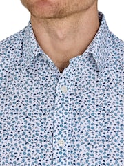 Raging Bull Blue Long Sleeve Floral Print 100% Cotton Poplin Shirt - Image 3 of 5