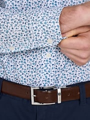 Raging Bull Blue Long Sleeve Floral Print 100% Cotton Poplin Shirt - Image 4 of 5