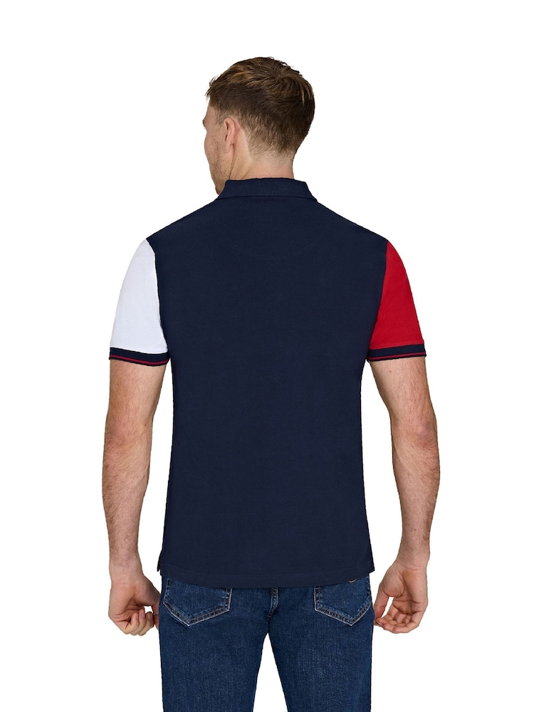 Raging Bull 100% Cotton Diagonal Panel Pique White Polo Shirt - Image 2 of 2