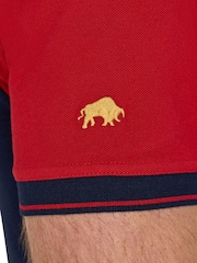 Raging Bull 100% Cotton Diagonal Panel Pique White Polo Shirt - Image 4 of 6
