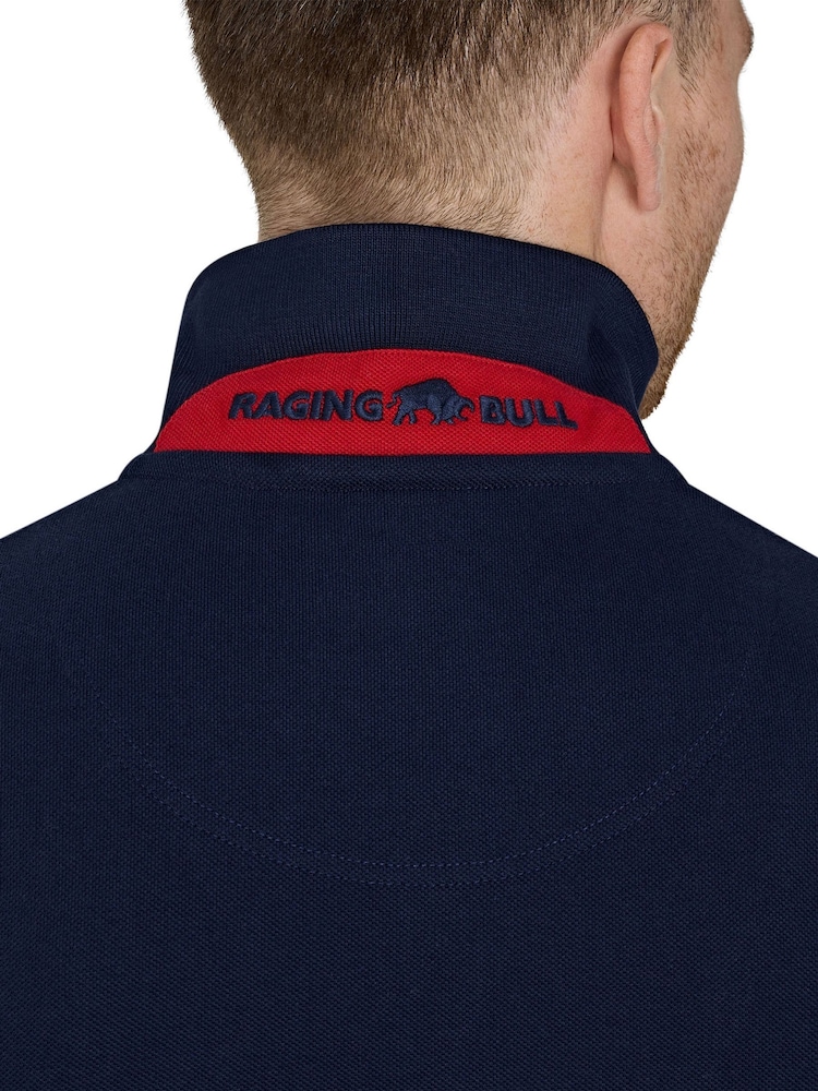 Raging Bull 100% Cotton Diagonal Panel Pique White Polo Shirt - Image 6 of 6