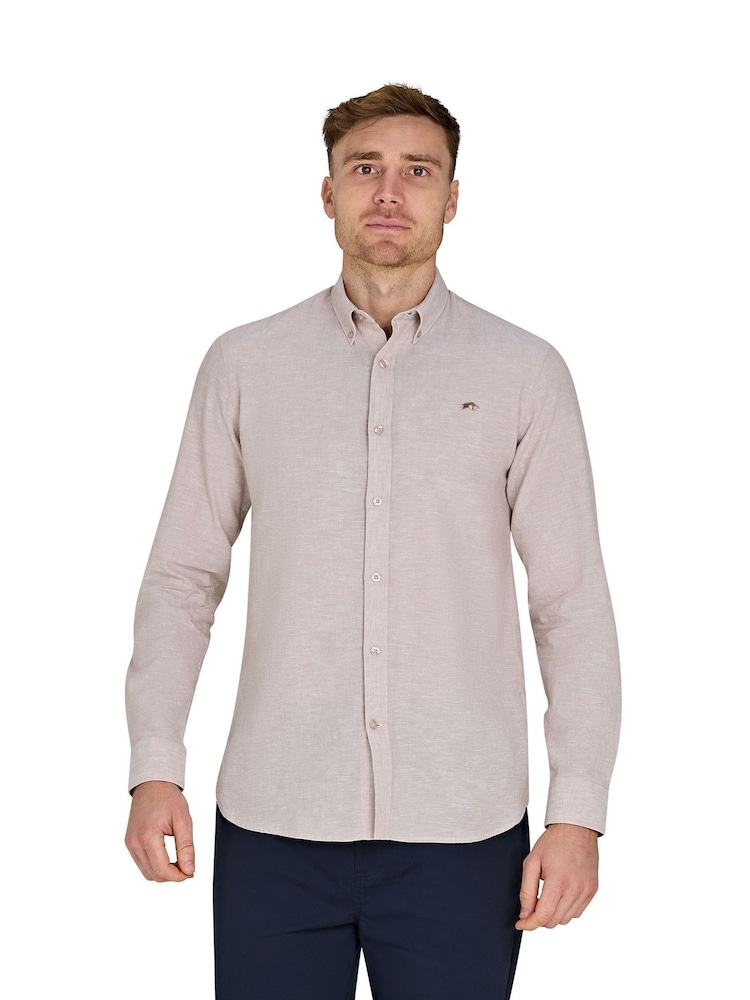 Raging Bull Natural Classic Long Sleeve Linen Shirt - Image 1 of 5