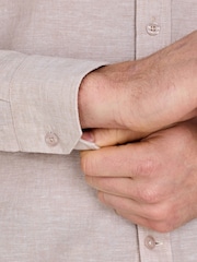 Raging Bull Natural Classic Long Sleeve Linen Shirt - Image 4 of 5