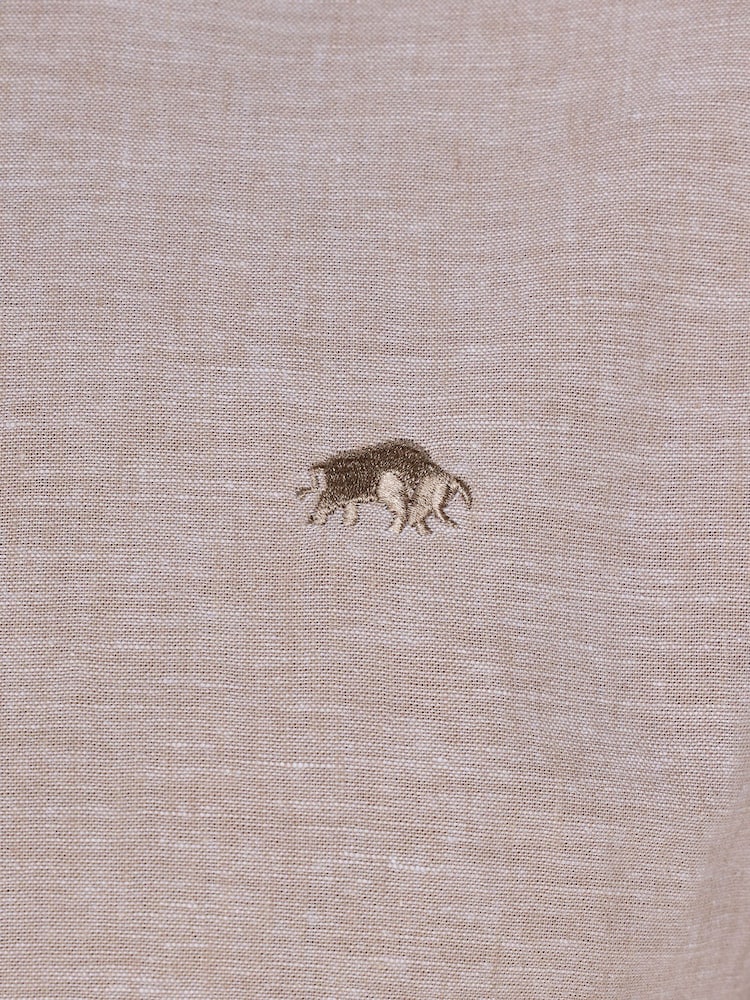 Raging Bull Natural Classic Long Sleeve Linen Shirt - Image 5 of 5