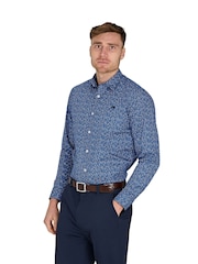 Raging Bull Blue Long Sleeve Flower Bud 100% Cotton Poplin Shirt - Image 1 of 5