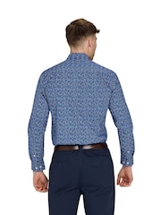 Raging Bull Blue Long Sleeve Flower Bud 100% Cotton Poplin Shirt - Image 2 of 5