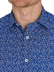 Raging Bull Blue Long Sleeve Flower Bud 100% Cotton Poplin Shirt - Image 3 of 5