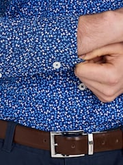 Raging Bull Blue Long Sleeve Flower Bud 100% Cotton Poplin Shirt - Image 4 of 5