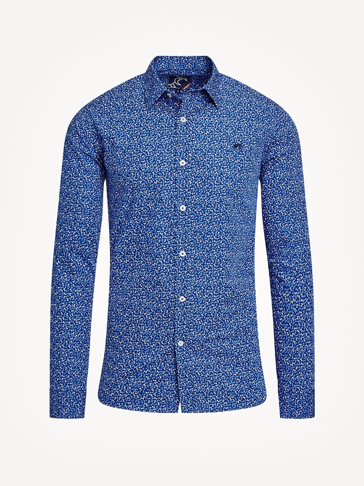 Raging Bull Chemise à manches longues en popeline 100% coton à boutons floraux - Image 6 de 6