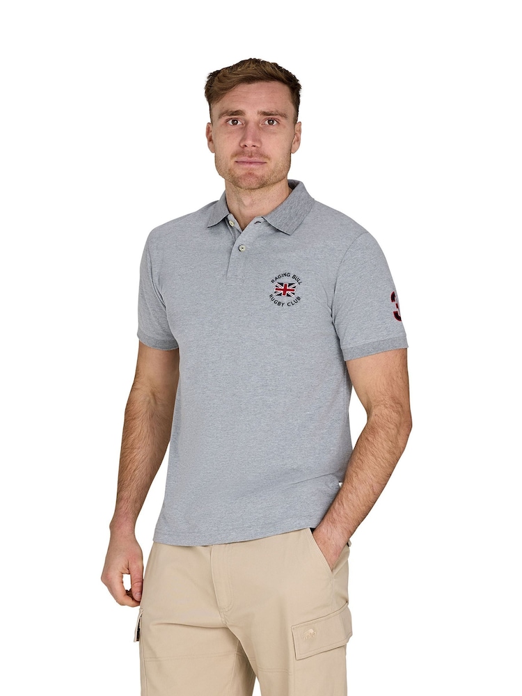Camisa polo Raging Bull cinza 100% algodão Rugby Club - Imagem 1 de 5