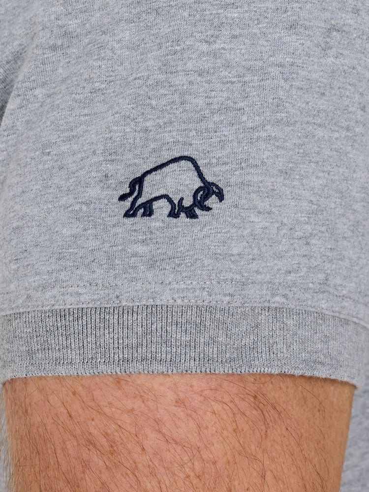 Raging Bull Grey 100% Cotton Rugby Club Jersey Polo Shirt - Image 3 of 5