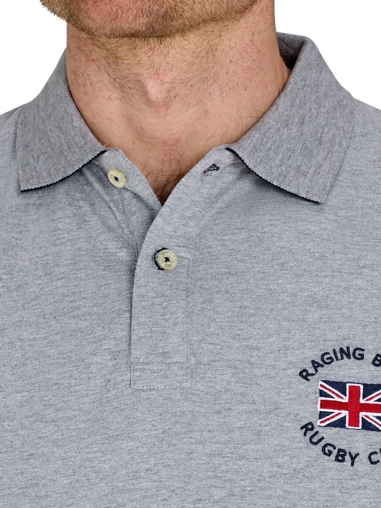 Camisa polo Raging Bull cinza 100% algodão Rugby Club - Imagem 5 de 5