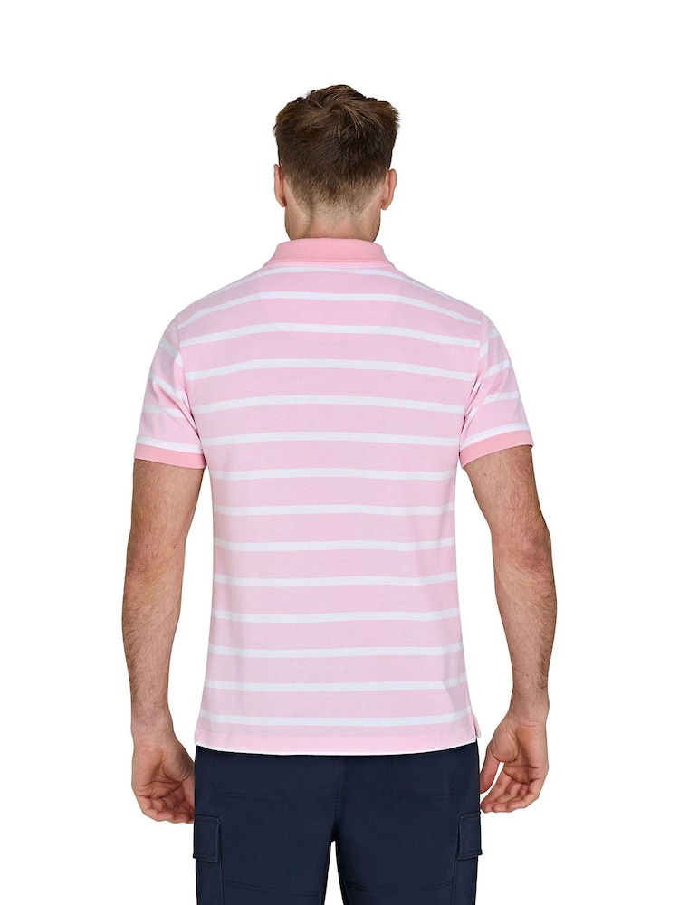 Raging Bull Pink 100% Cotton Birdseye Stripe Pique Polo Shirt - Image 2 of 5