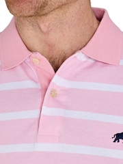 Raging Bull Pink 100% Cotton Birdseye Stripe Pique Polo Shirt - Image 3 of 5