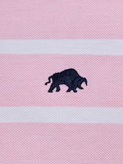 Raging Bull Pink 100% Cotton Birdseye Stripe Pique Polo Shirt - Image 4 of 5