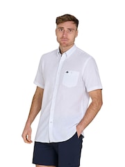 Raging Bull Classic Short Sleeve Linen White Shirt - Image 1 of 5