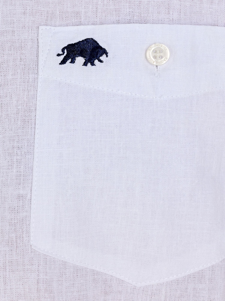 Raging Bull Classic Short Sleeve Linen White Shirt - Image 5 of 5