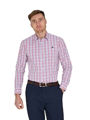 Raging Bull Pink Long Sleeve Large Check 100% Cotton Poplin Shirt - Image 1 of 5