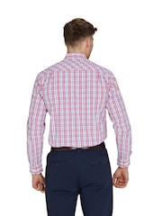 Raging Bull Pink Long Sleeve Large Check 100% Cotton Poplin Shirt - Image 2 of 5