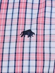 Raging Bull Pink Long Sleeve Large Check 100% Cotton Poplin Shirt - Image 5 of 5