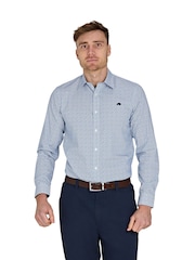 Raging Bull Long Sleeve Pentagon Pattern 100% Cotton Poplin White Shirt - Image 1 of 5