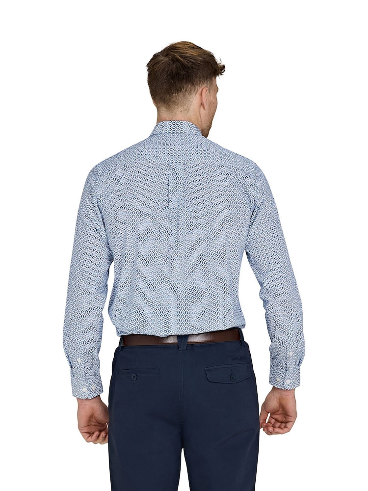 Raging Bull Long Sleeve Pentagon Pattern 100% Cotton Poplin White Shirt - Image 2 of 5