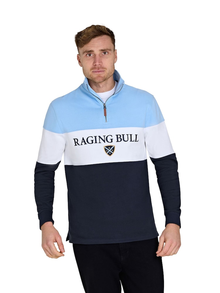 Raging Bull Blue 100% Cotton Cut And Sew Quarter Zip Sweater - Image 1 of 5