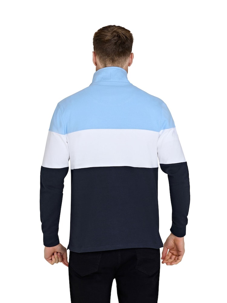 Raging Bull Blue 100% Cotton Cut And Sew Quarter Zip Sweater - Image 2 of 5
