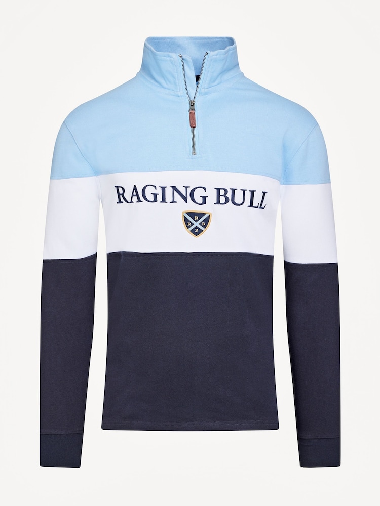 Raging Bull Blue 100% Cotton Cut And Sew Quarter Zip Sweater - Image 5 of 5