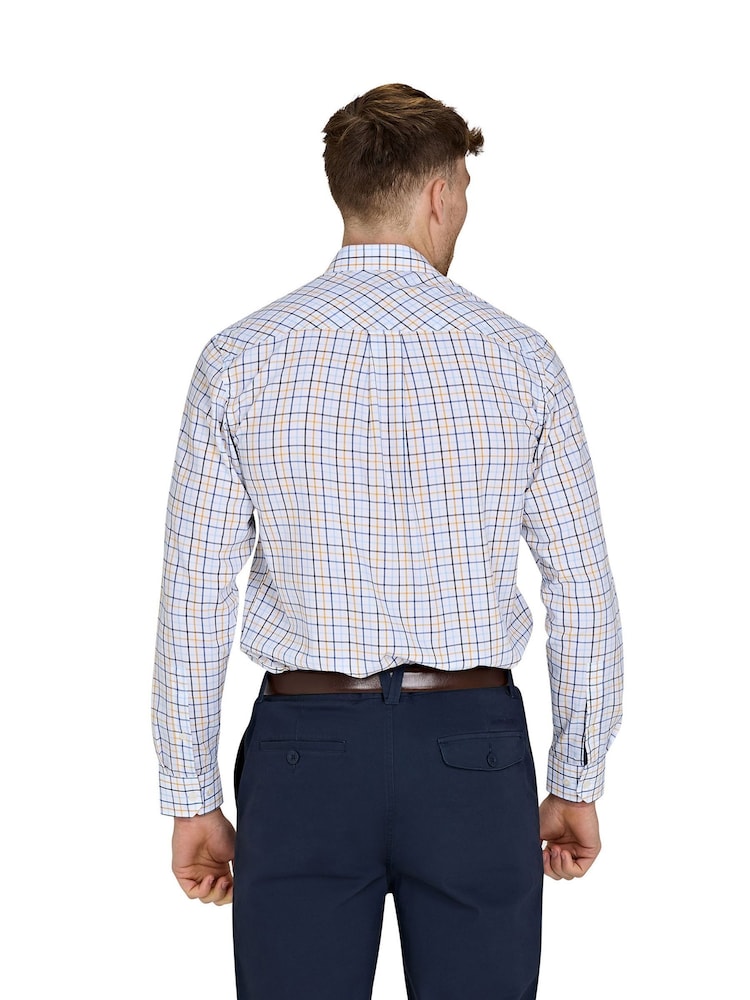 Raging Bull Long Sleeve Country Check Brushed 100% Cotton White Shirt - Image 2 of 5