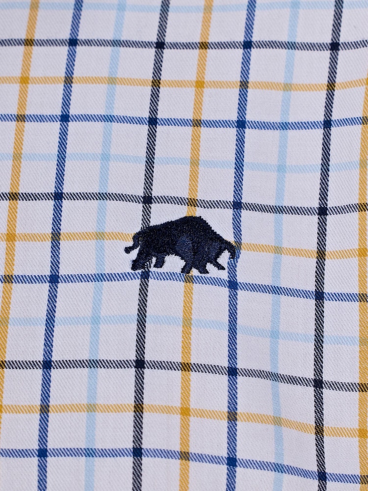 Raging Bull Long Sleeve Country Check Brushed 100% Cotton White Shirt - Image 5 of 5