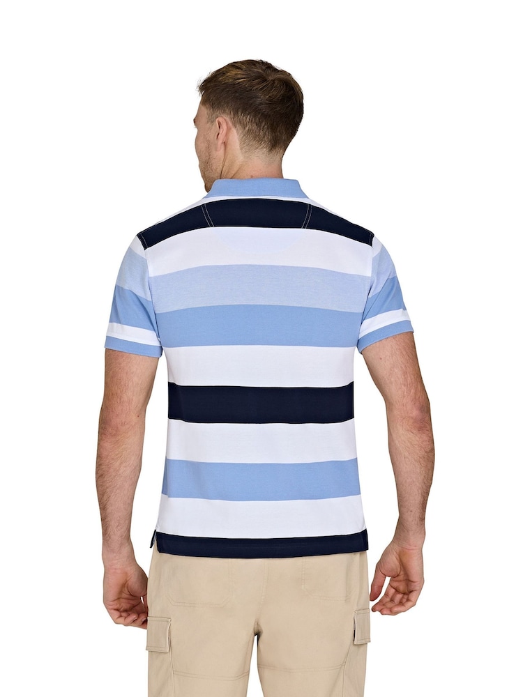 Raging Bull Blue Birdseye Hoop Pique 100% Cotton Polo Shirt - Image 2 of 5