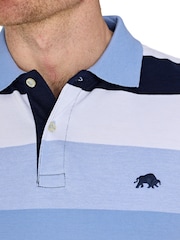 Raging Bull Blue Birdseye Hoop Pique 100% Cotton Polo Shirt - Image 3 of 5