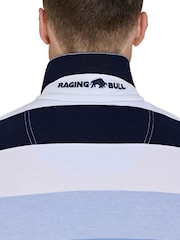 Raging Bull Blue Birdseye Hoop Pique 100% Cotton Polo Shirt - Image 4 of 5
