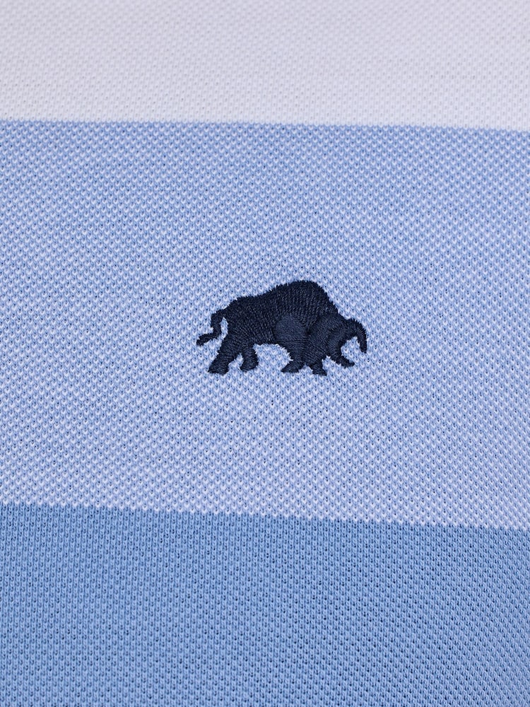 Raging Bull Blue Birdseye Hoop Pique 100% Cotton Polo Shirt - Image 5 of 5
