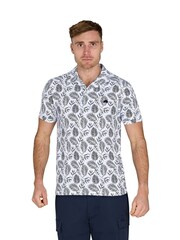 Raging Bull Blue 100% Cotton Floral Print Jersey Polo Shirt - Image 1 of 4