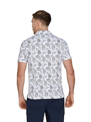 Raging Bull Blue 100% Cotton Floral Print Jersey Polo Shirt - Image 2 of 4
