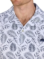 Raging Bull Blue 100% Cotton Floral Print Jersey Polo Shirt - Image 3 of 4