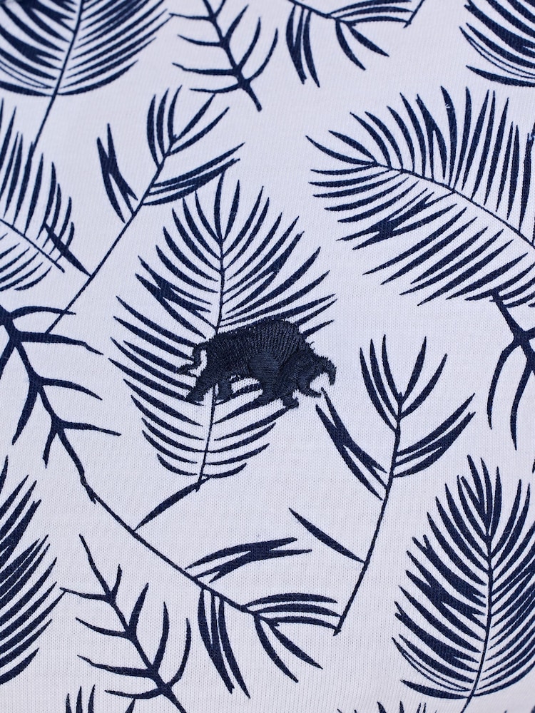 Raging Bull Blue 100% Cotton Floral Print Jersey Polo Shirt - Image 4 of 4