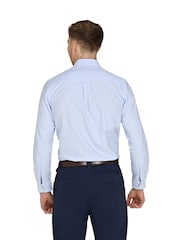 Raging Bull Blue Long Sleeve Oxford Stripe 100% Cotton Shirt - Image 2 of 5