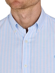 Raging Bull Blue Long Sleeve Oxford Stripe 100% Cotton Shirt - Image 3 of 5
