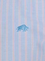 Raging Bull Blue Long Sleeve Oxford Stripe 100% Cotton Shirt - Image 5 of 5