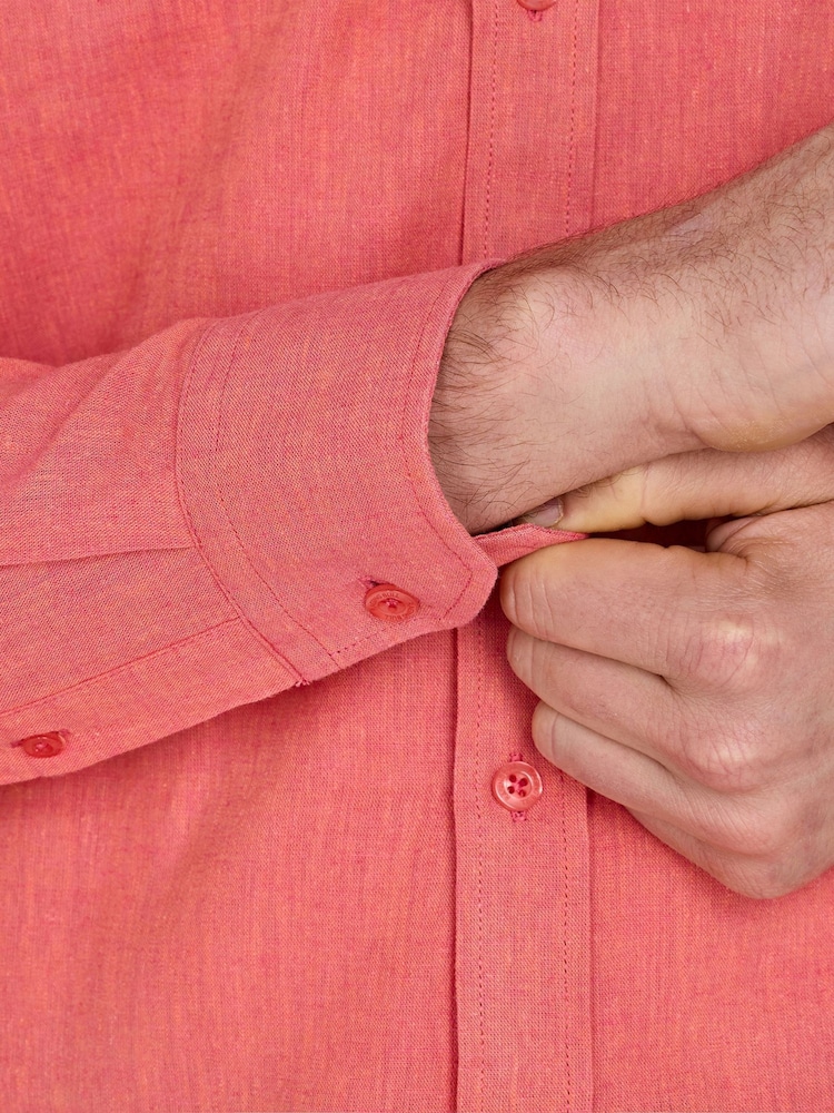 Raging Bull Pink Classic Long Sleeve Linen Shirt - Image 5 of 5
