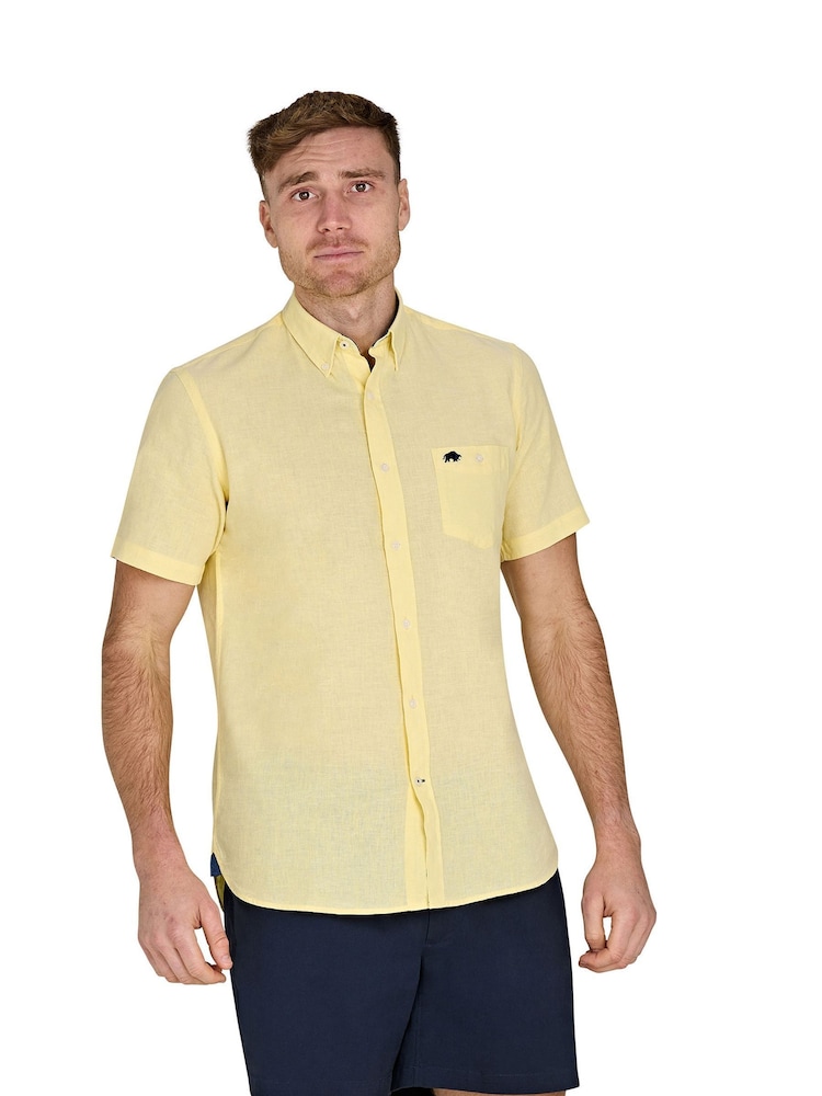 Raging Bull Yellow Classic Short Sleeve Linen Shirt - Image 1 of 5