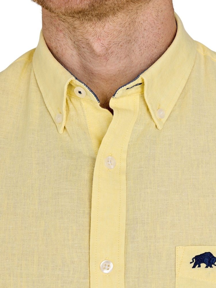 Raging Bull Yellow Classic Short Sleeve Linen Shirt - Image 3 of 5