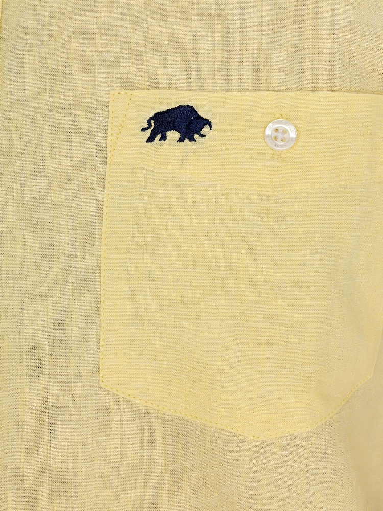 Raging Bull Yellow Classic Short Sleeve Linen Shirt - Image 4 of 5
