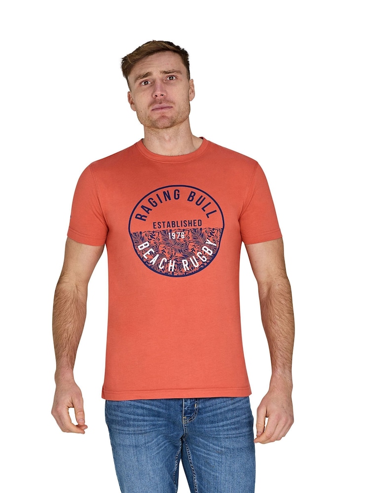 Raging Bull Orange100% Cotton Beach Rugby T-Shirt - Image 3 of 5