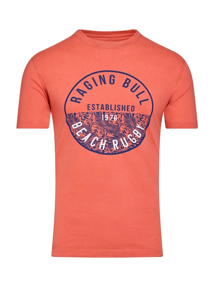 Raging Bull Orange100% Cotton Beach Rugby T-Shirt - Image 4 of 5