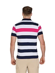 Raging Bull Pink 100% Cotton Irregular Stripe Jersey Polo Shirt - Image 2 of 5