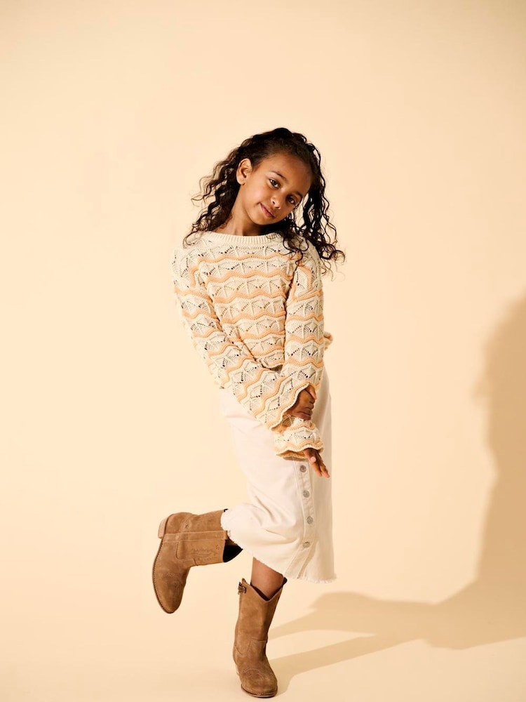 ONLY KIDS Crochet Stripe Knit Jumper - Image 1 of 4